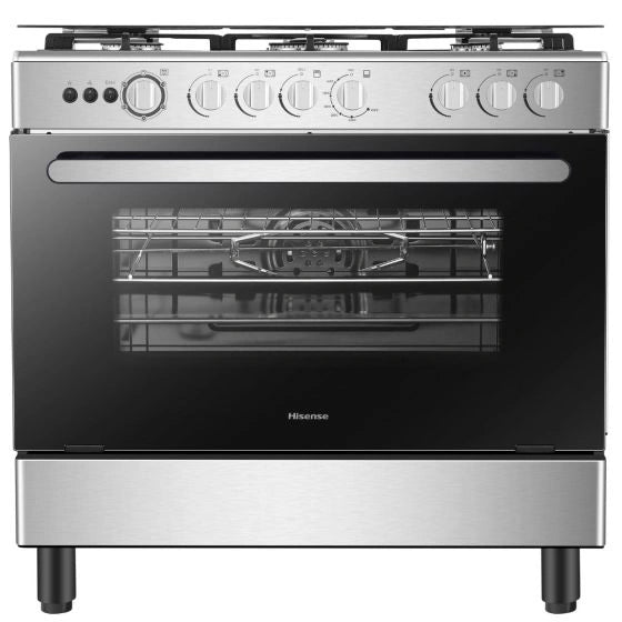 Load image into Gallery viewer, Hisense Freestanding Gas Cooker HFG90335RX 90cm Half Stainless Steel Front