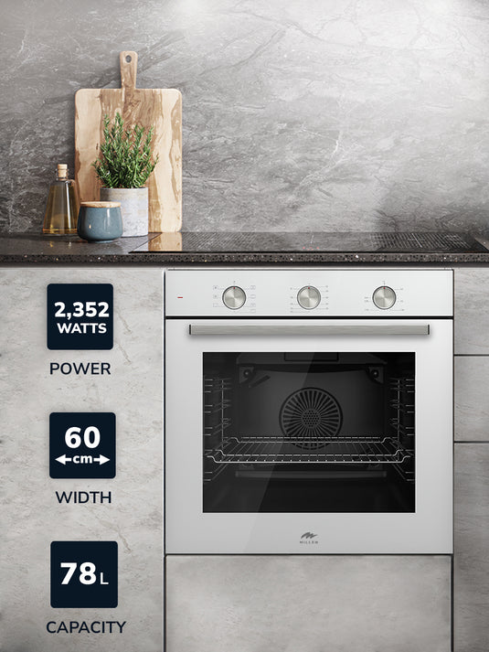 Millen 60cm Built-in Electric Oven MEO 6001 WH 7 Cooking Modes 2352W, 3 Year Warranty (Copy)