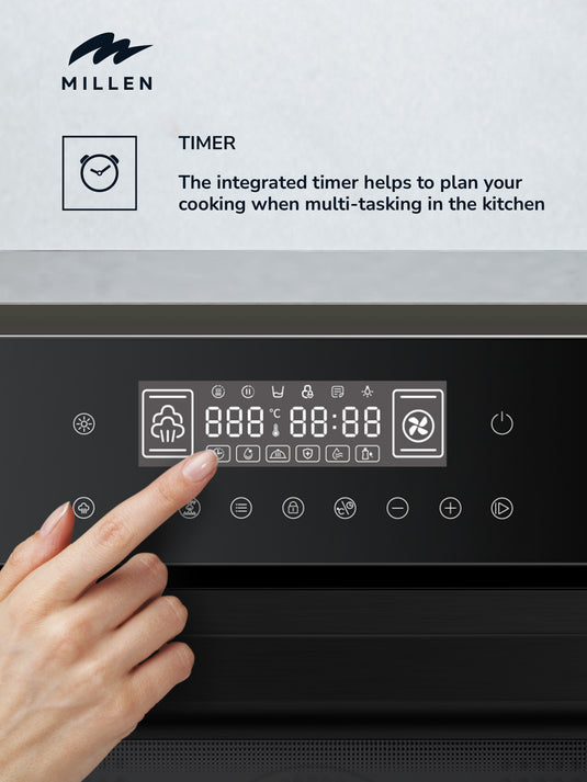 MILLEN 60cm Built In Electric Combi Steam Oven, 38 Smart Recipes, 50L - 3Y Warranty, MEOS 451 BL