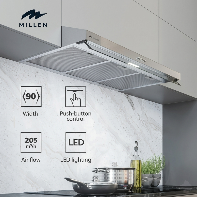 Load image into Gallery viewer, Millen MKH 903 IX Under Cabinet 90cm Stainless Steel Range Hood