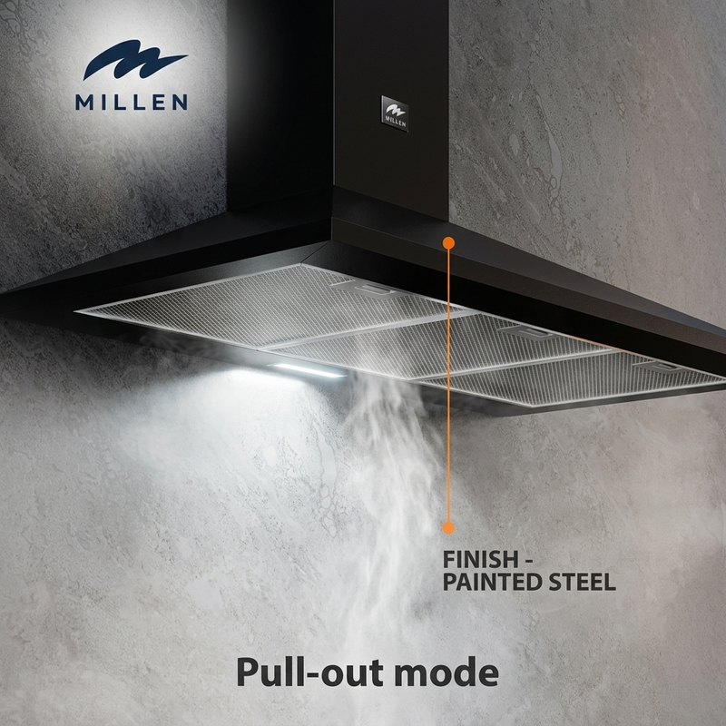 Load image into Gallery viewer, Millen MKH 904 BL 90cm Black Chimney Range Hood, 3 Years Warranty