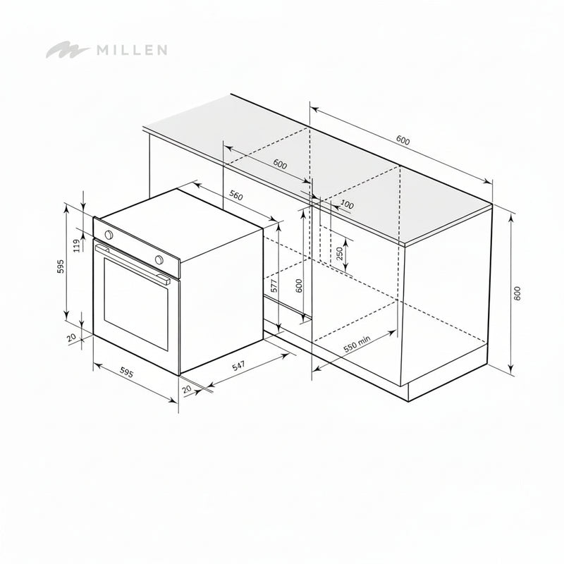 Load image into Gallery viewer, Millen 60cm Built-in Electric Oven MEO 6003 IX Stainless Steel 3260W, 3 Year Warranty