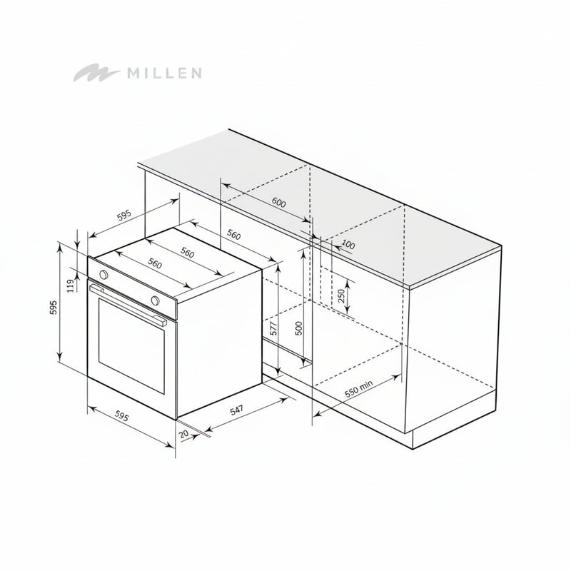 Load image into Gallery viewer, Millen 60cm Built-in Electric Oven MEO 6003 BB 9 Cooking Modes 3260W, 3 Year Warranty