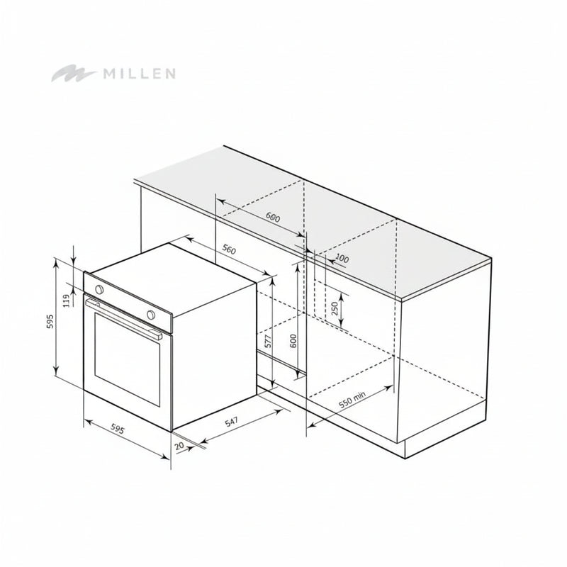 Load image into Gallery viewer, Millen 60cm Built-in Electric Oven MEO 6004 BB 10 Cooking Modes 3260W, 3 Year Warranty