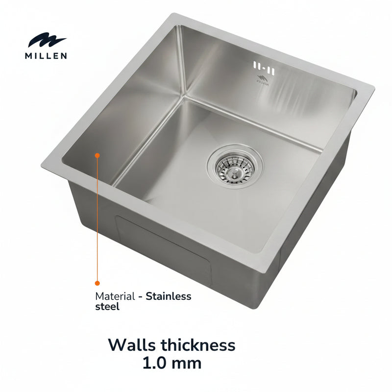Load image into Gallery viewer, Millen Undermount Sink, Single Bowl, Satin Finish, Soundproof, Color Stainless Steel Model – MS454522SS – 1 Year Warranty.