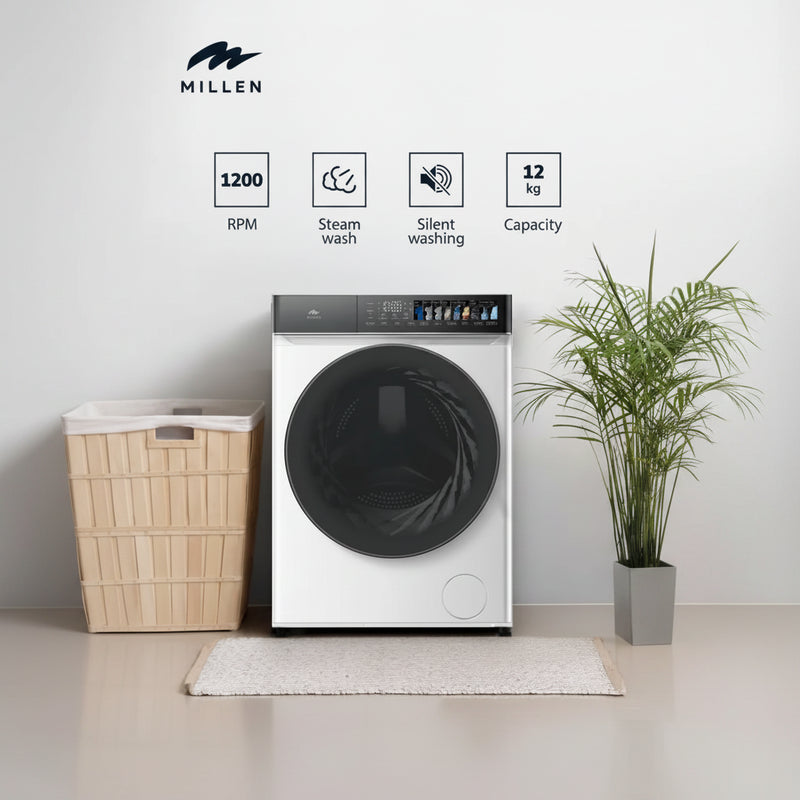 Load image into Gallery viewer, MILLEN 12kg Front Load Washing Machine – Inverter Motor, Large Capacity, Smart & Powerful, MWM12012WIDD, 3Y Warranty