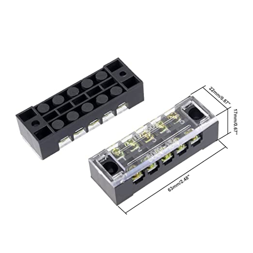 Load image into Gallery viewer, Uxcell 5 Pcs Dual Rows 5 Positions 600V 15A Wire Barrier Block Terminal Strip TB-1505L