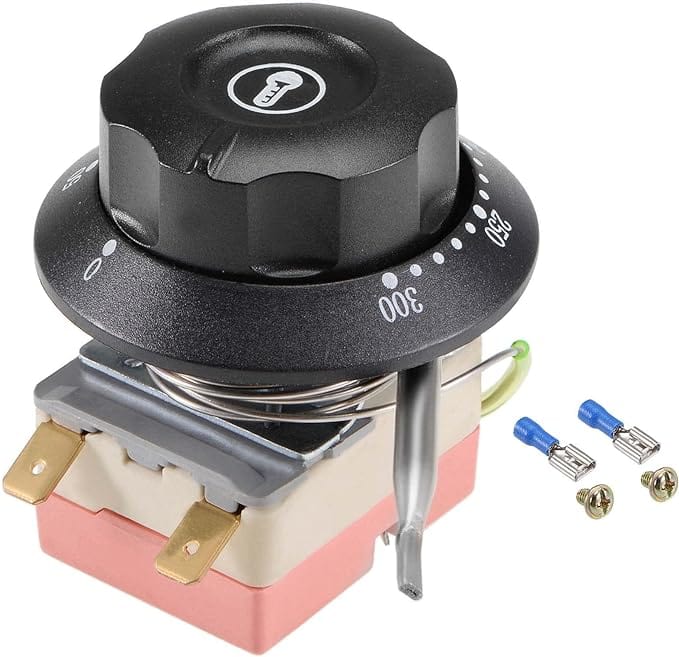 Load image into Gallery viewer, uxcell NC 250V 16A 50-300C Temperature Control Switch Capillary Thermostat for Oven Refrigerator Heater, 0.7m, with 2 Screws&2 Crimp Terminals