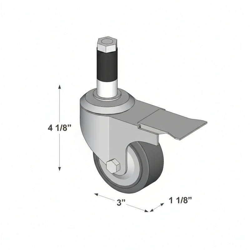 Load image into Gallery viewer, Swivel Stem Mount Caster with brake W-3ESB 3