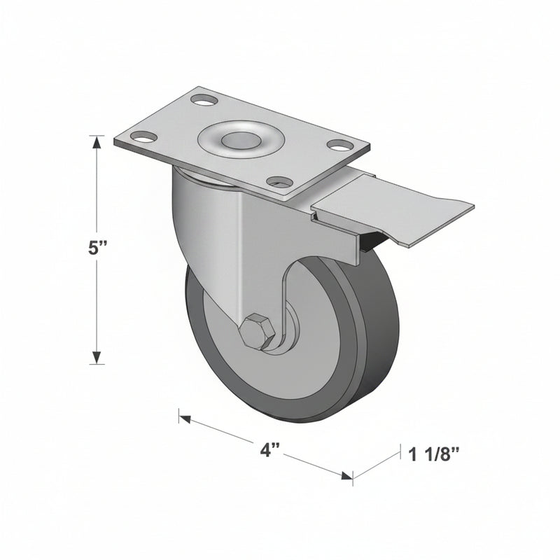 Load image into Gallery viewer, Swivel Plate Mount Caster with brake W-4PSB 4
