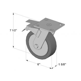 Load image into Gallery viewer, Swivel Plate-Mount Caster with Brake W-6PSB 6