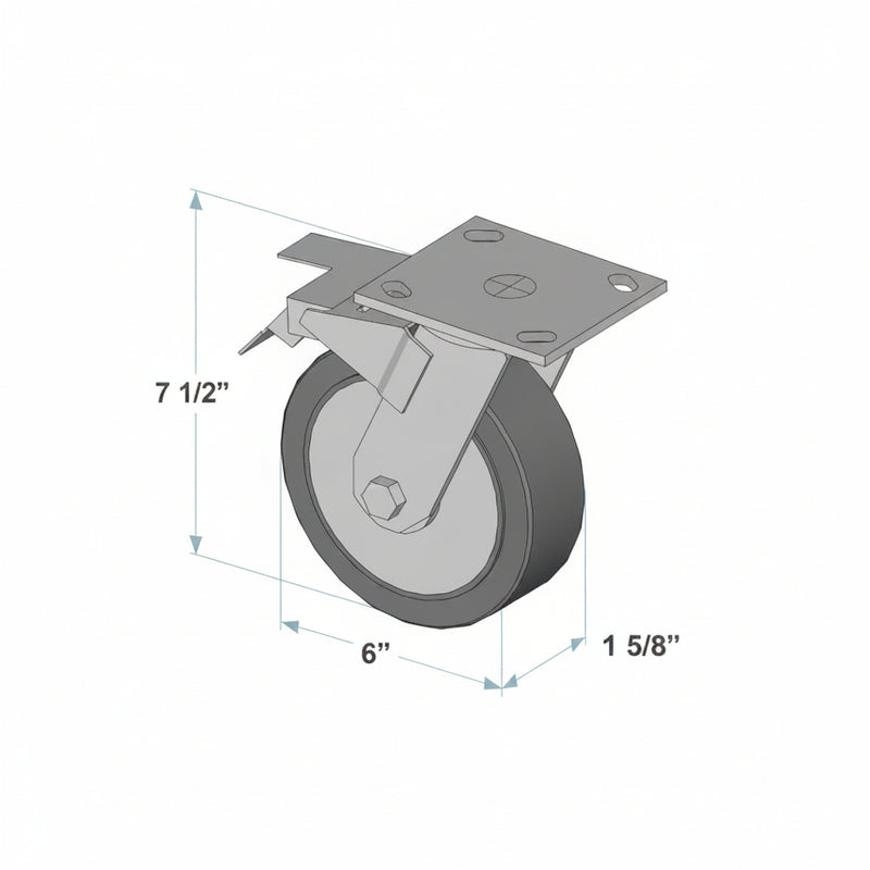 Load image into Gallery viewer, Swivel Plate-Mount Caster with Brake W-6PSB 6