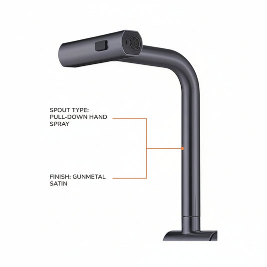 MILLEN Single Lever Kitchen Faucet Mixer with 360° Swivel, Pull-down Hand Spray, Gunmetal Satin - MM501GM, 1Y Warranty