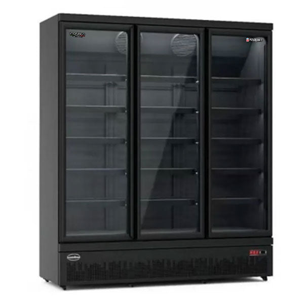 Inofrigo Three door upright beverage chiller BC1880 Full Black