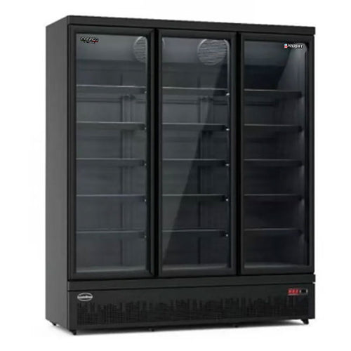 Inofrigo Three door upright beverage chiller BC1880 Full Black