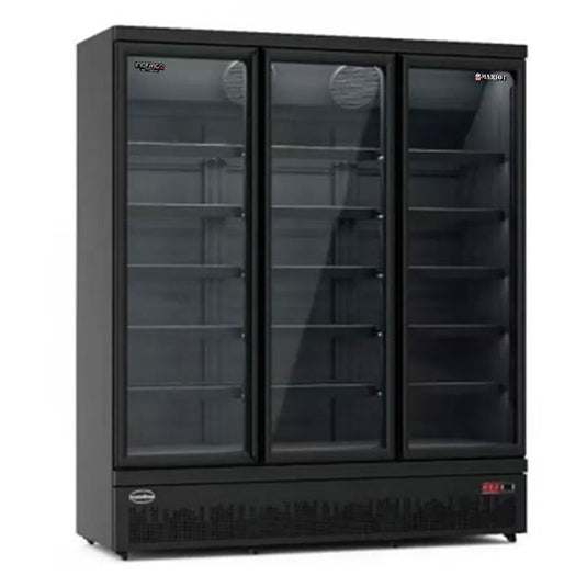 Inofrigo Three door upright beverage chiller BC1880 Full Black