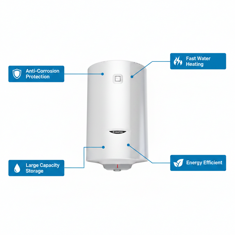 Load image into Gallery viewer, Ariston Electric Water Heater Vertical PRO1 R Italy, 100 Liter - White
