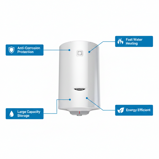 Ariston Electric Water Heater Vertical PRO1 R Italy, 100 Liter - White