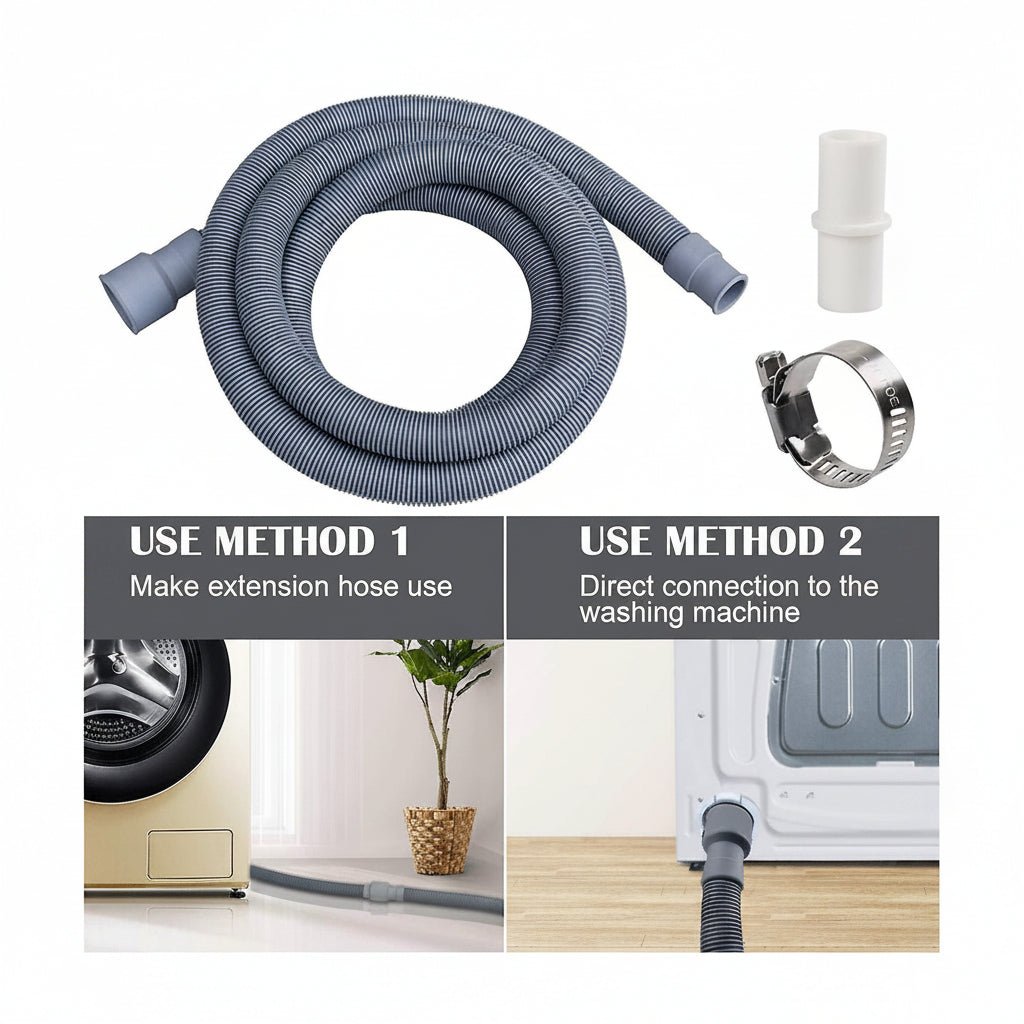 1m Washing Machine Dishwasher Drain Waste Hose Waste Water Outlet Expel Soft Tube Stretchable