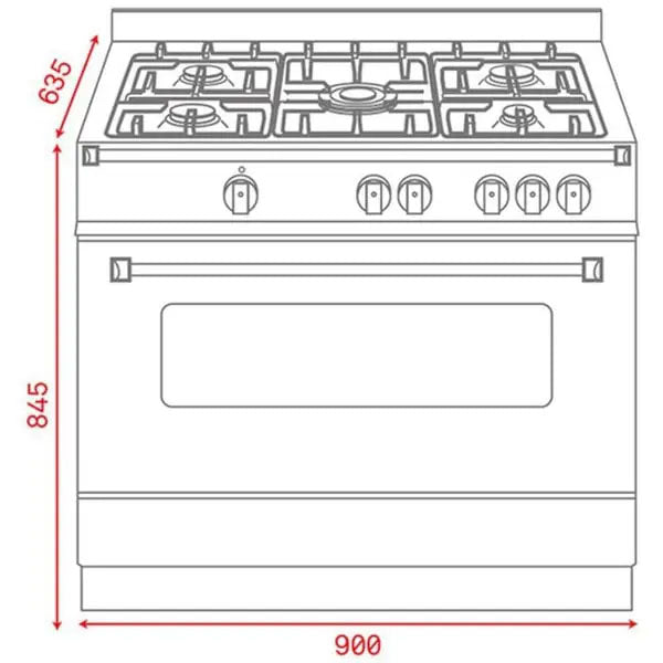 TEKA FS 902 5GG SS LPG 90cm Free Standing Cooker with gas hob and gas oven