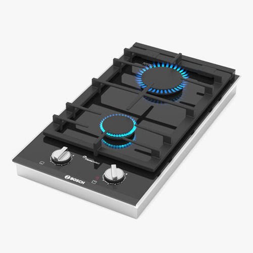 Bosch Series 8 Domino Hob, Gas 30 cm Ceramic Glass PRB3A6D70M , Black