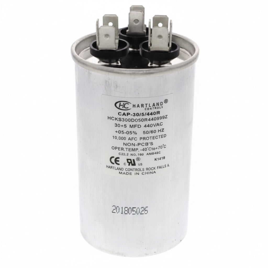 30 + 5 MFD Capacitor 370 or 440 VAC Round Run Capacitor for Fan Motor