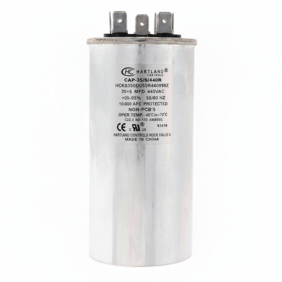 35 + 5 MFD Capacitor 370 or 440 VAC Oval Run Capacitor for Fan Motor Blower Condenser in Air Handler Straight Cool – Heat Pump Air Conditioner – Furnace – Pool Pump – by The HVAC Genius