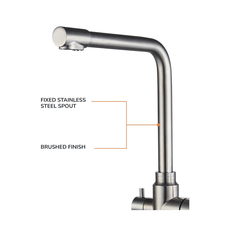 Load image into Gallery viewer, MILLEN Single Lever Kitchen Faucet Mixer with 360° Swivel, Dual Outlet Water Function, Brushed Stainless Steel - MMD201BR, 1Y Warranty
