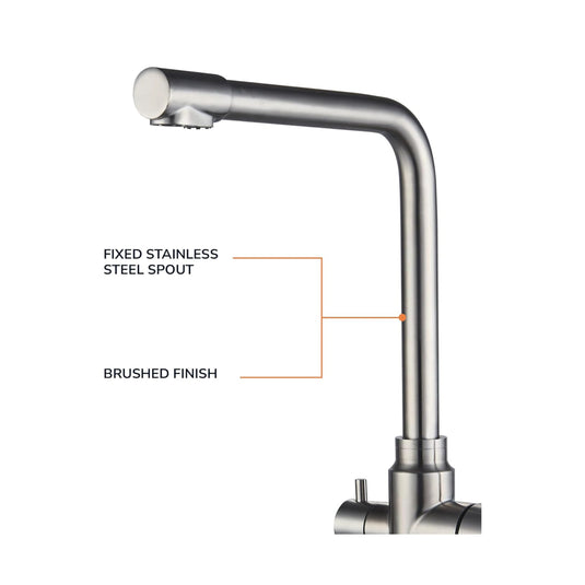MILLEN Single Lever Kitchen Faucet Mixer with 360° Swivel, Dual Outlet Water Function, Brushed Stainless Steel - MMD201BR, 1Y Warranty