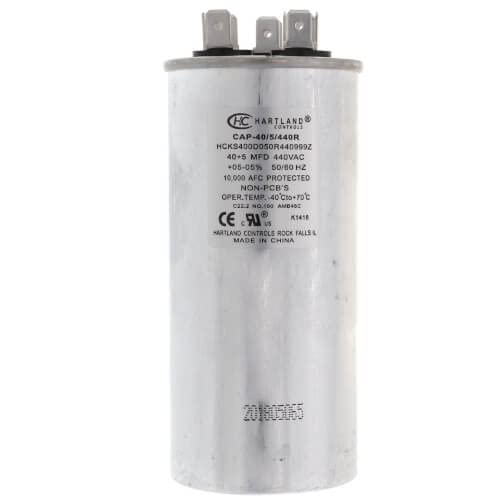 Load image into Gallery viewer, 40+5 MFD uf 370 or 440 Volt VAC Round Motor Dual Run Capacitor for AC Air Conditioner Condenser – 40/5 uf MFD 440V Straight Cool or Heat Pump – Will Run AC Motor and Fan – by The HVAC Genius
