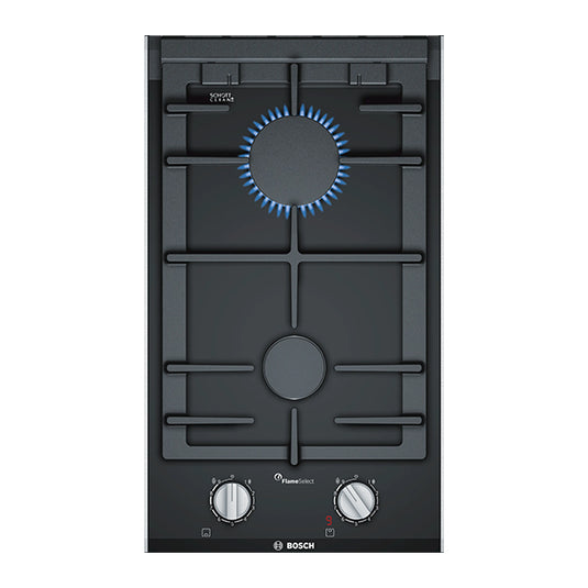 Bosch Series 8 Domino Hob, Gas 30 cm Ceramic Glass PRB3A6D70M , Black