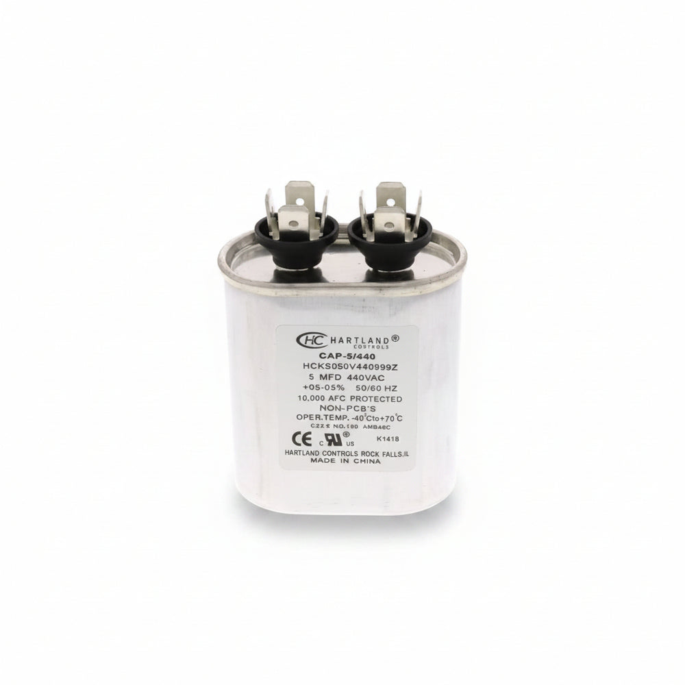 Oval Run Capacitor 5 MFD, 370 or 440 VAC 5uf  for Fan Motor Blower Condenser in Air Handler Straight Cool or Heat Pump Air Conditioner and Pool Pumps by The HVAC Genius
