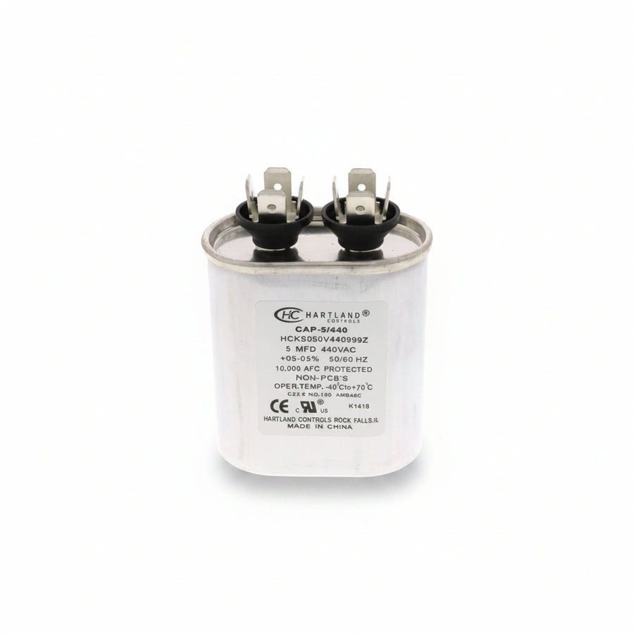 Oval Run Capacitor 5 MFD, 370 or 440 VAC 5uf  for Fan Motor Blower Condenser in Air Handler Straight Cool or Heat Pump Air Conditioner and Pool Pumps by The HVAC Genius