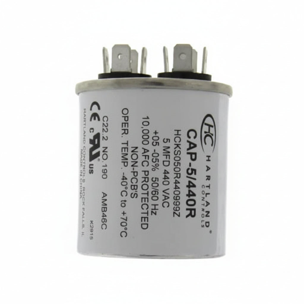 5 MFD Capacitor 370 or 440 VAC 5uf Round Run Capacitor for Fan Motor Blower Condenser in Air Handler Straight Cool or Heat Pump Air Conditioner and Pool Pumps by The HVAC Genius… (5-MFD Round)