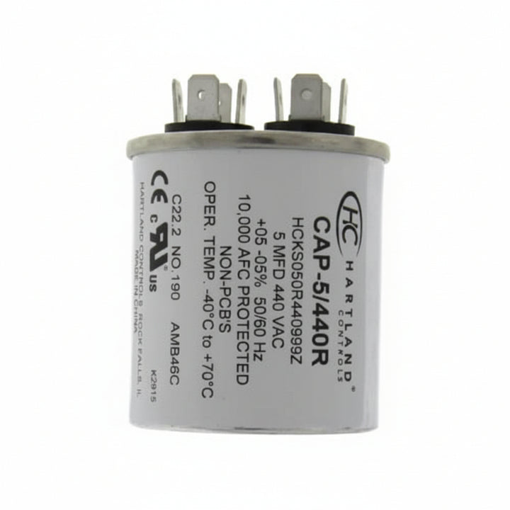 Buy Dual Run Round Capacitor 5 MFD, 370 or 440 VAC 5 μf for AC in UAE