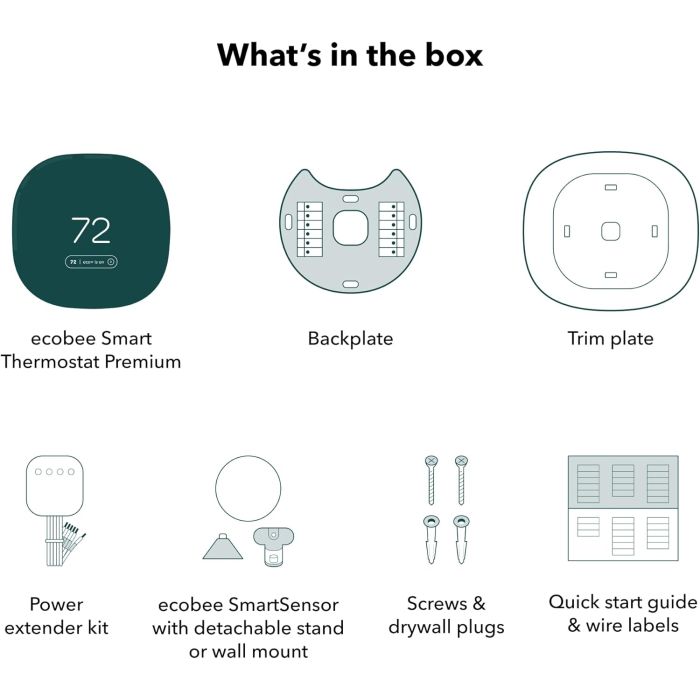 Ecobee Smart Thermostat Premium Plus Pack – EB-STATE6VP-01 - Black (Includes 2x SmartSensors)