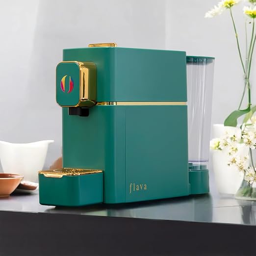 Flava AVA Pro Series Capsule Coffee Machine Green – 9 Bar pressure Espresso Maker with 0.85 L Water Tank, Home & Office Use, 1 year Warranty.