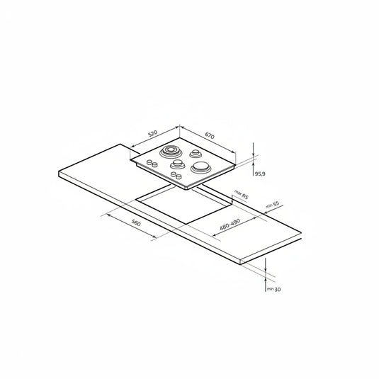 Millen 65cm Built-in 4 Burner Gas Hob MGHG 6502 WH 9700W, 3 Year Warranty