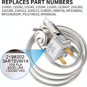 Refrigerator Cold Control Thermostat Replacement Fit for Whirlpool Kenmore Refrigerators 2198202 WP2198202 2161284 2198201 PS11739232 AP6006166