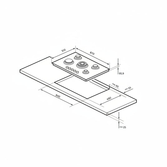 Millen 90cm Built-in Gas Hob MGHG 9001 BL 5 Burners Cooktop 12100W, 3 Year Warranty