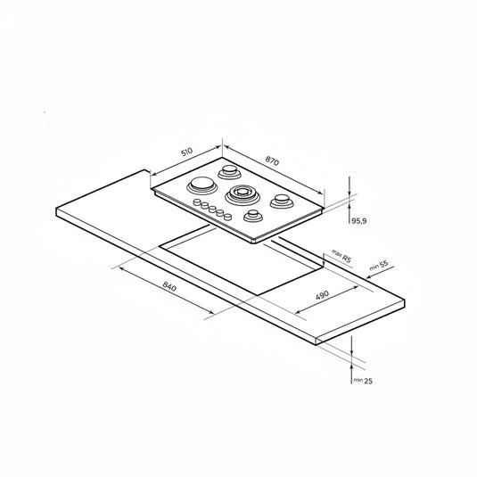 Millen 90cm Built-in 5 Burners Gas Hob MGH 9001 IX Stainless Steel Finishing 12100W Cooktop, 3 Year Warranty