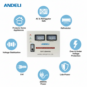 Andeli Voltage Stabilizer SVC 2000 VA 2 KVA Single (1) Phase 80-250V