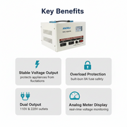 Andeli Voltage Stabilizer SVC 1500 VA 1.5 KVA Single (1) Phase 80-250V