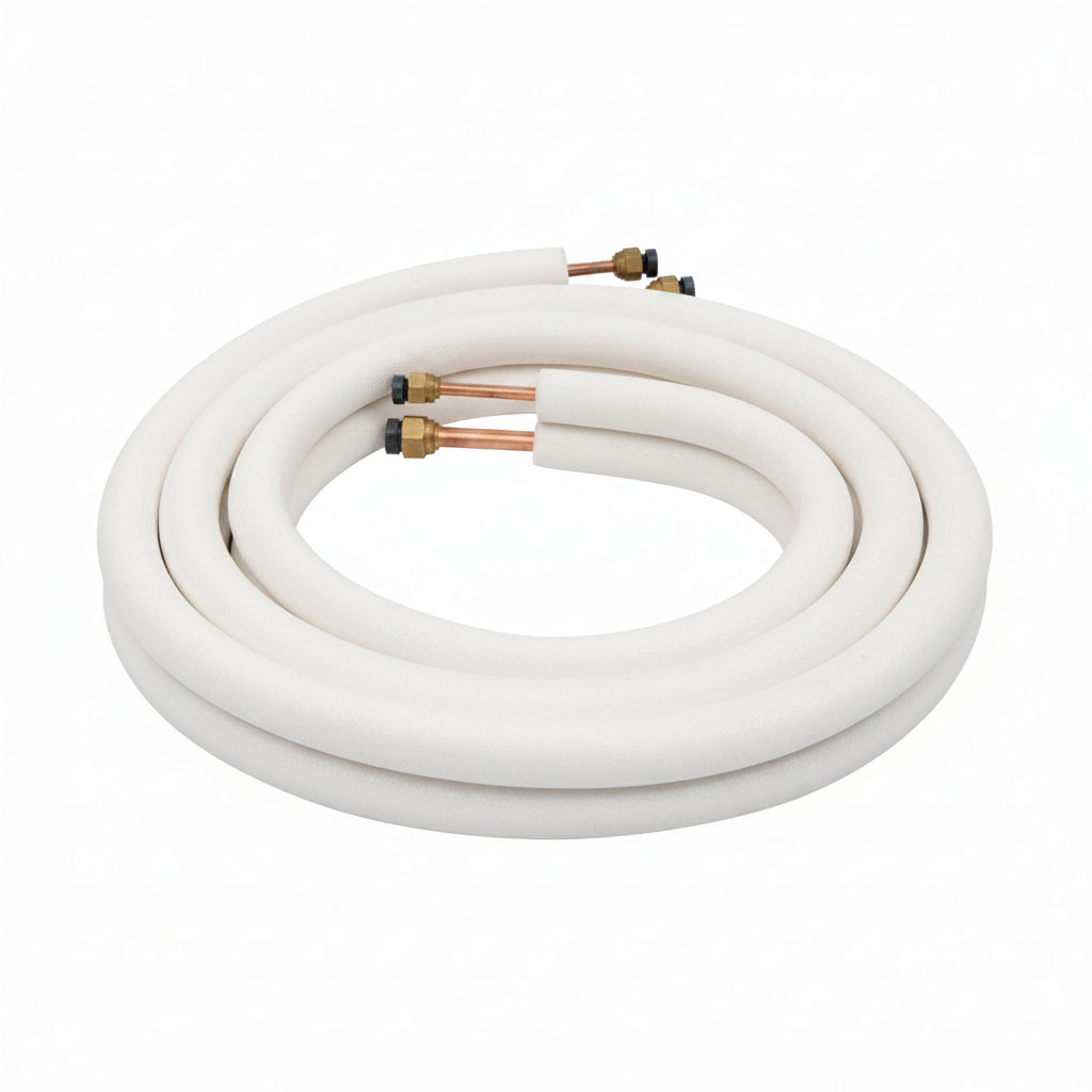 Air Condition Copper Coil Pipe Insulated White 20Mtr