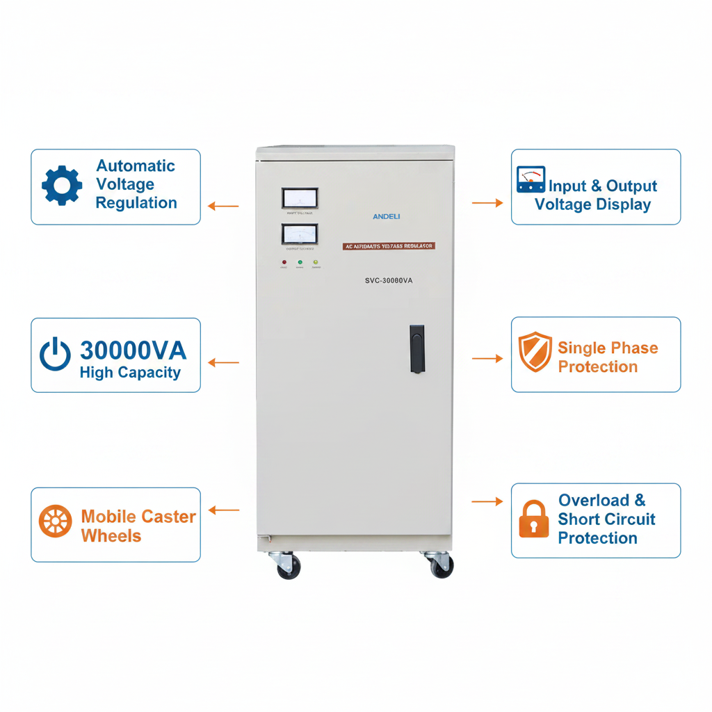 Andeli AC Voltage Stabilizer SVC 30000 VA 30 KVA Single(1) Phase 220V