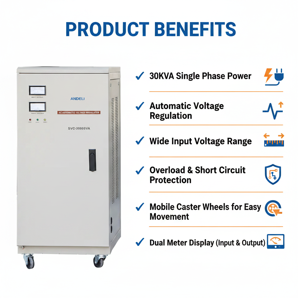 Andeli Voltage Stabilizer SVC 30000 VA 30 KVA Single (1) Phase 110V