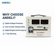 Andeli Voltage Stabilizer SVC 2000 VA 2 KVA Single (1) Phase 220V Digital