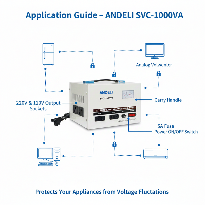 Load image into Gallery viewer, Andeli Fully Automatic AC Voltage Stabilizer SVC 1000 VA 1 KW Single (1) Phase 110V
