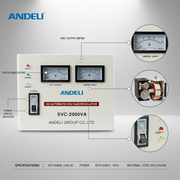 Andeli Voltage Stabilizer SVC 2000 VA 2 KW Single (1) Phase 110V