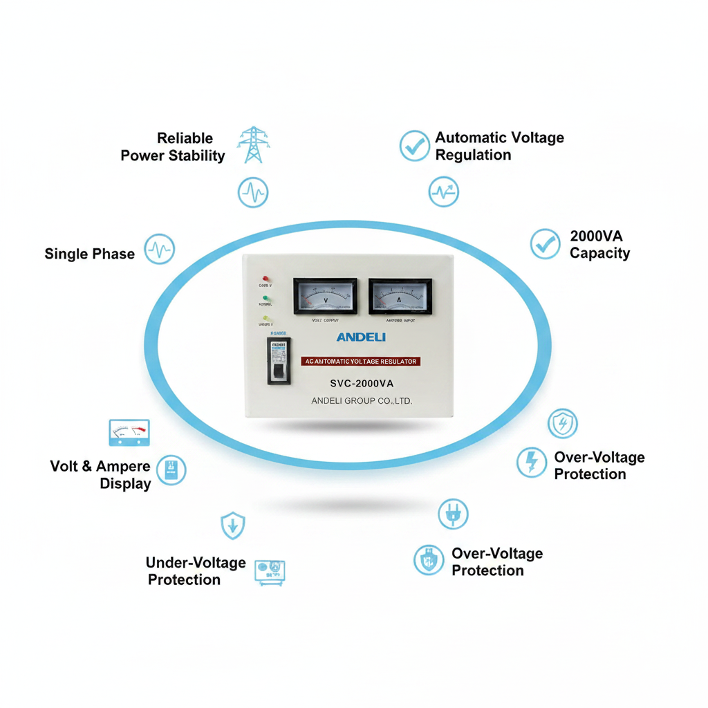 Andeli Fully Automatic Voltage Stabilizer SVC 2000 VA 2 KVA  Single (1) Phase 220V